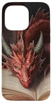 iPhone 14 Pro Max Aesthetic Gothic Red Dragon Reading Book Painting Bookish Case