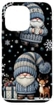 iPhone 14 Pro Max Blue Christmas Gnome For Xmas Holidays With Baby Reindeer Case