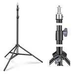 NEEWER Photography Light Stand 2.85-6.6ft/87-200cm, Spring Loaded Aluminum Tripod Stand with ø28mm Thicker Tube Diameter for Ring Light/LED Light/Strobe Flash/Softbox, Max Load 22lbs, ST-200 Black