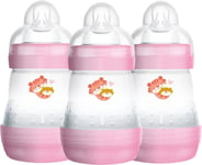 MAM Anti-Colic Baby Bottles 3 Pack 160ml, Self-Sterilising, Slow Flow Teats