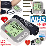 BLOOD PRESSURE MONITOR LARGE CUFF UPPER ARM HHEART RATE BP MACHINE 180 MEMORY