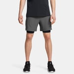 Short 2-en-1 Under Armour Vanish Woven pour homme Castlerock / Noir / Noir XL