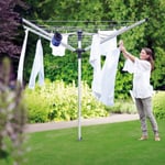 BRABANTIA LIFT-O-MATIC 60m ROTARY AIRER WASHING LINE & GROUND SPIKE with COVER