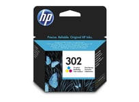 HP Original 302 Colour Ink Cartridges For OfficeJet 3834 Printer, F6U65AE