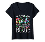 Womens If lost or drunk please return to bestie Christmas Tie Dye V-Neck T-Shirt