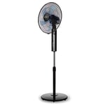 Orbegozo SF 0244 - Ventilateur sur pied, télécommande, silencieux, 5 pales, ouverture programmée jusqu’à 7,5 h, 3 vitesses, noir