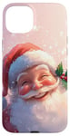 iPhone 15 Plus Vintage Pink Christmas Cute Funny Santa Claus Holiday Xmas Case