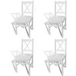 Bonnevie - Lot de 4 Chaises de salle à manger - Chaises à dîner Blanc Bois de pin BV429322