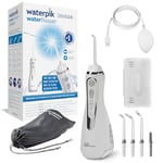 Waterpik Advanced - Hydropulseur Dentaire Sans Fil, Jet Dentaire Portable Rechargeable avec Câble USB, Élimine la Plaque, 3 Niveaux de Pression, Blanc (WP-580EU)