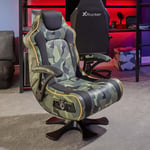 X ROCKER Covert Ops 2.1 Bluetooth Pedestal Gaming Chair – CAMO GREEN / BLACK