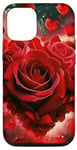 Coque pour iPhone 14 Rose Kawaii Cœur Rouge Floral Fleur Valentine