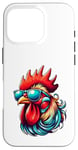 Coque pour iPhone 16 Pro Lunettes de soleil rétro vintage en forme de coq