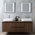 Meuble De Salle De Bain Suspendu 150Cm Double Lavabo Et Miroir Avec Led Tactile Siena