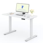 FLEXISPOT 2 Moteurs Bureau Assis Debout 120x60 Une Pièce, Bureau Debout électrique avec Panneau à Fonctions Mémoires, Bureau Réglable en Hauteur Électrique, Charge 100kg, Blanc+Blanc