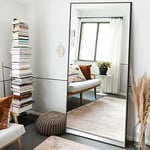 NeuType 71"x32" Large Full Length Mirror Aluminum Alloy Frame Floor Mirror Wall-Mounted Mirror for Living Room, Bedroom, Hanging or Leaning Against Wall, Black (No Stand)