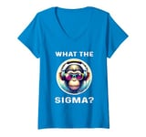 Womens What The Sigma Ironic Meme Shirt Sigma Shirt Rizz Monkey V-Neck T-Shirt