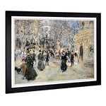 Big Box Art Framed Print of Jean-Francois Raffaelli The Boulevard Design | Wall Art Picture | Home Decor for Kitchen, Living Room, Bedroom, Hallway, Black, A2 / 24.5x18 Inch / 62x45cm