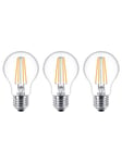 Philips LED-lyspære Classic Standard 7W/827 (60W) Clear 3-pack E27