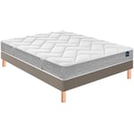 Ensemble matelas Bultex primo, sommier Vigoroso Taupe et pieds Back To Basics 160x200