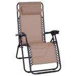 Metal Frame Zero Gravity Lounger with Head Pillow for Patio Decking