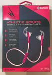 iHip Bluetooth Warrior Athletic Sports Wireless Earphones STEALTH Pink, New