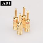 HIFI LIVE 4 pièces/ensemble 4mm cuivre pur plaqué or fiche banane connecteur pour Audio vidéo haut-parleur adaptateur Terminal connecteurs Kit - Type [A01]-2 sets(8 pieces)