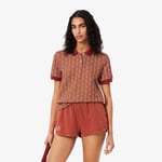 Lacoste Polo slim fit jacquard monogramme Taille 38 Marron/beige