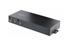 StarTech.com 16-Port Industrial USB 5Gbps Hub with Power Adapter, Metal Enclosure, Mountable, ESD Protection, Terminal Block Power, USB Charging, Dual-Host Switch - TAA - hub - 16 porte - monterbar på stativ - TAA-kompatibel