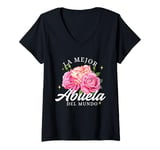 Womens Le Mejor Abuela Del Mundo Grammy Love Grandparents Day V-Neck T-Shirt