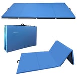 Fitvids Tapis de gymnastique pliable multi-usages 122 x 20 x 5 cm extra épais, haute densité, anti-déchirure, bleu