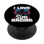 Cute Video Gamer For Women - I Love Sim Racing PopSockets PopGrip Adhésif