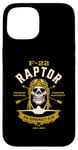 Coque pour iPhone 15 F 22 Raptor avion avion crâne style vintage