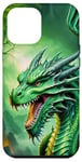 Coque pour iPhone 15 Plus Dragon vert mythique dans la forêt enchantée