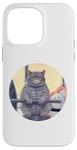 iPhone 14 Pro Max Cute Grey Fit Muscle Cat Sitting on Gym Lifting Bench Case