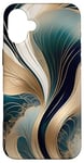 Coque pour iPhone 16 Plus Harmonie dorée - Art abstrait sarcelle et or