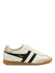 Gola Torpedo Leather Trainers, Off White/Black/Gold