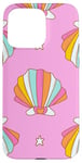 iPhone 15 Pro Max Cute Seashells Ocean Bright Rainbow on Pink Case