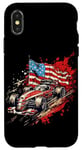 iPhone X/XS Vintage Auto Racing Car American Flag 4th of July, Auto Race Case