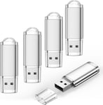 32 Go Cle USB 5 Pièce Mémoire Sticks - Petit Mini Clé USB 32Go Stockage - Argenté USB 2.0 Flash Drive