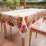 PETTI Artigiani Italiani - Stain Resistant Rectangular Easter Table Cover for Kitchen, Pink Bunnys Design X6 Seater (140 x 180 cm) 100% Made in Italy