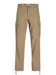 JACK & JONES Mens Cargo Combat Trouser Relaxed Fit Button Fastening Pants for Men UK, Elmwood- 34W / 34L