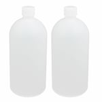 1000ml HDPE Plastic Cylinder Narrow Mouth Liquid Sample Storage Bottle 2pcs