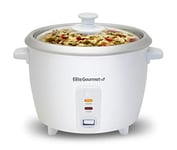 Elite Gourmet Elite Cuisine ERC006 Cuiseur à riz électrique avec maintien au chaud automatique pour soupes, ragoûts, céréales, céréales chaudes, blanc, 6 tasses cuites (3 tasses non cuites)