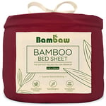 Burgundy Fitted Sheet Double Bed | Bamboo Sheets | 140x200 cm | Anti Allergy Bedding | Small Double Deep Fitted Sheet | Soft Bedding | Cooling Bed Sheets For Night Sweats | Double Bed Sheets | Bambaw