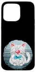 Coque pour iPhone 15 Pro Max White Cat Graphic For Cat Mom And Dad Vintage Kitten Tomcat