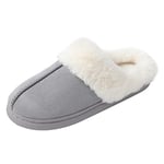 JOMIX Chaussons Maison Mémoire Mousse Chausson Femme Pantoufles Femme Faux Daim à Fourrure Mules Anti-Slip Chaud Douce Accueil Slippers Automne Hiver (Gris foncé, 37)