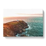 Howth Beacon In Dublin Ireland Modern Art Canvas Wall Art Print Ready to Hang, Framed Picture for Living Room Bedroom Home Office Décor, 50x35 cm (20x14 Inch)