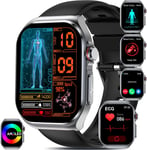 Nouveau Ecg Montre Connectée Homme Femme,2,04"" Amoled Smartwatch Avec Acide Urique/Hrv/Bmi/Détection Des Émotions Montre Connectee,Appel D'urgence Sos Smart Watch Pour Android/Ios (Noir)