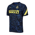 Nike Inter M Nk BRT Top SS PM T-Shirt - Blue Spark/Blue Spark/Tour Yellow/(Tour Yellow) (Full Spon-PLYR), Small