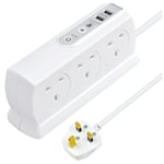 Masterplug SRGDSU62PW Socket Surge Protected Extension Lead with 2 USB Ports